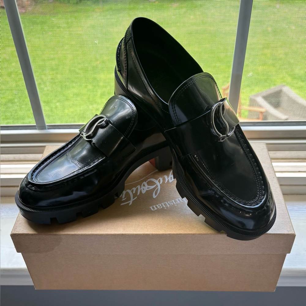 Christian Louboutin Black Loafers with Glossy Finish